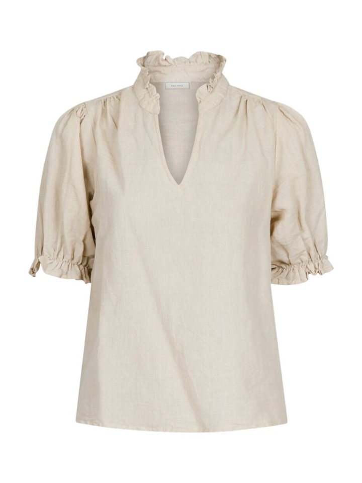 Beige bloes met linnen Odesa Neo Noir 