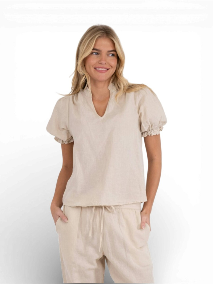 Beige bloes met linnen Odesa Neo Noir 