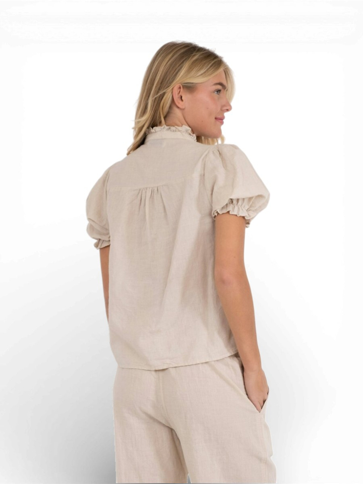 Beige bloes met linnen Odesa Neo Noir 