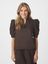 Donkerbruine blouse met pofmouw Roella Neo Noir 
