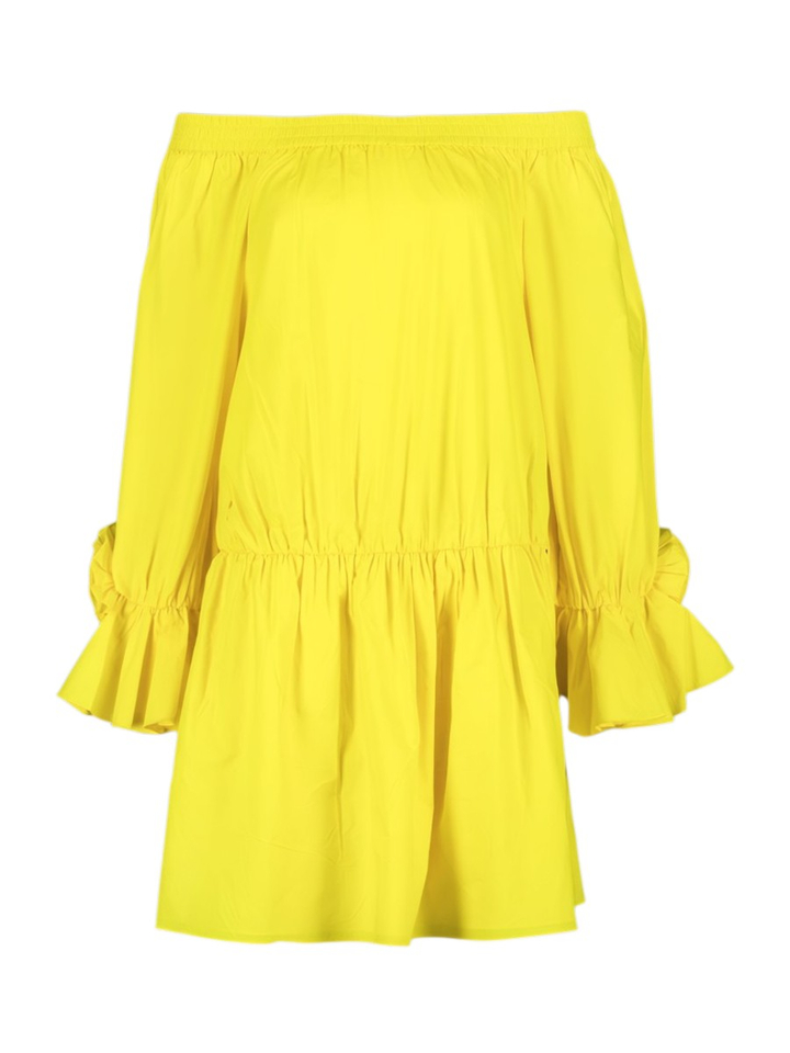 Gele strapless mini-jurk van katoen met rozetdetails Jegan Essentiel 