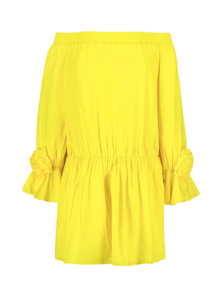 Gele strapless mini-jurk van katoen met rozetdetails Jegan Essentiel 