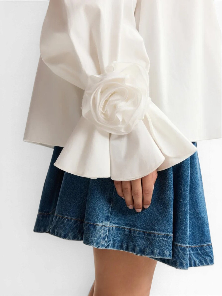 Crèmekleurige, strapless katoenen top met rozetdetails Jofie Essentiel