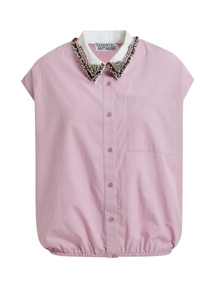 Lila mouwloze blouse met versierde kraag Janky Essentiel 