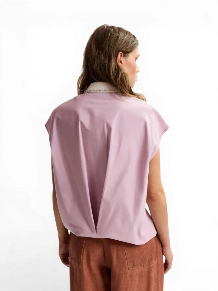 Lila mouwloze blouse met versierde kraag Janky Essentiel 