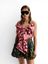Katoenen top met bloemenprint in roze en donkerrood, met strikdetail Jogs Essentiel