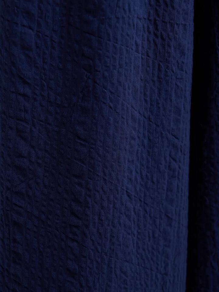 Donkerblauwe wijde broek met contraststiksels Jomery Essentiel 