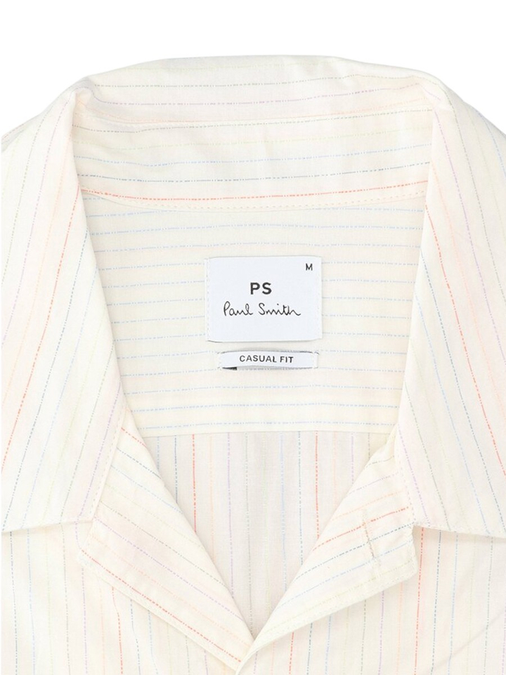 Beige katoenen hemd (regular fit) met mutlicolor strepen en korte mouwen Paul Smith