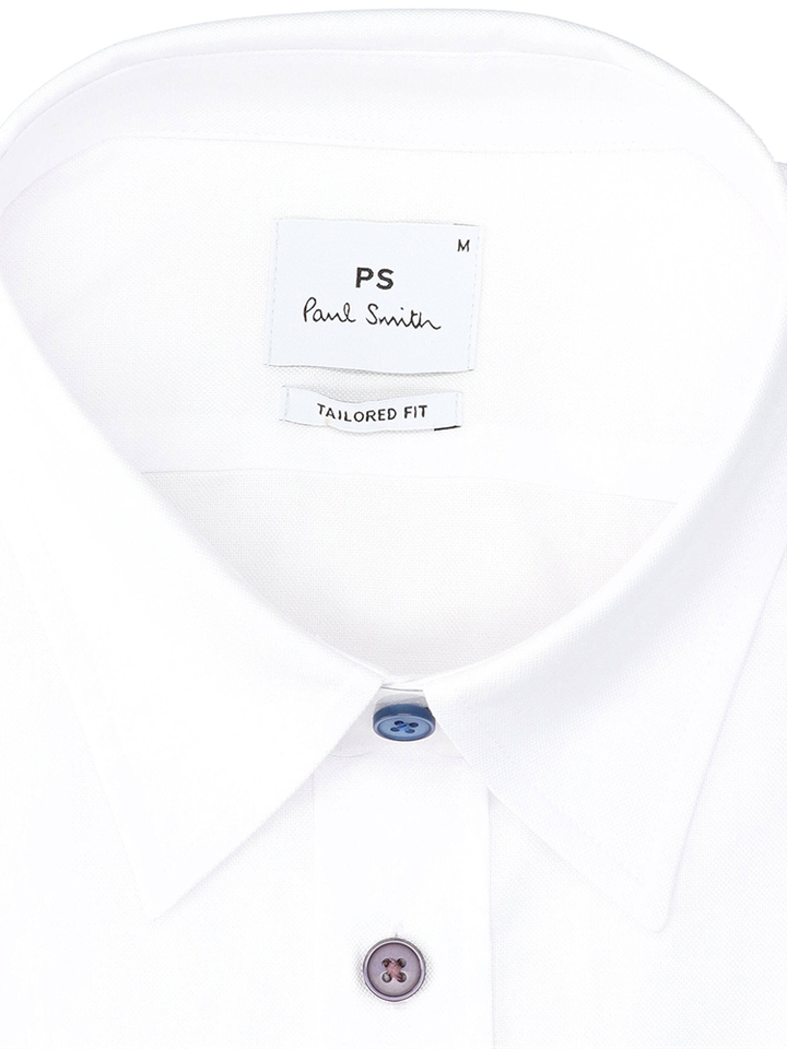 Wit linnen hemd (regular fit) met kleurrijke knopen en lange mouwen Paul Smith 
