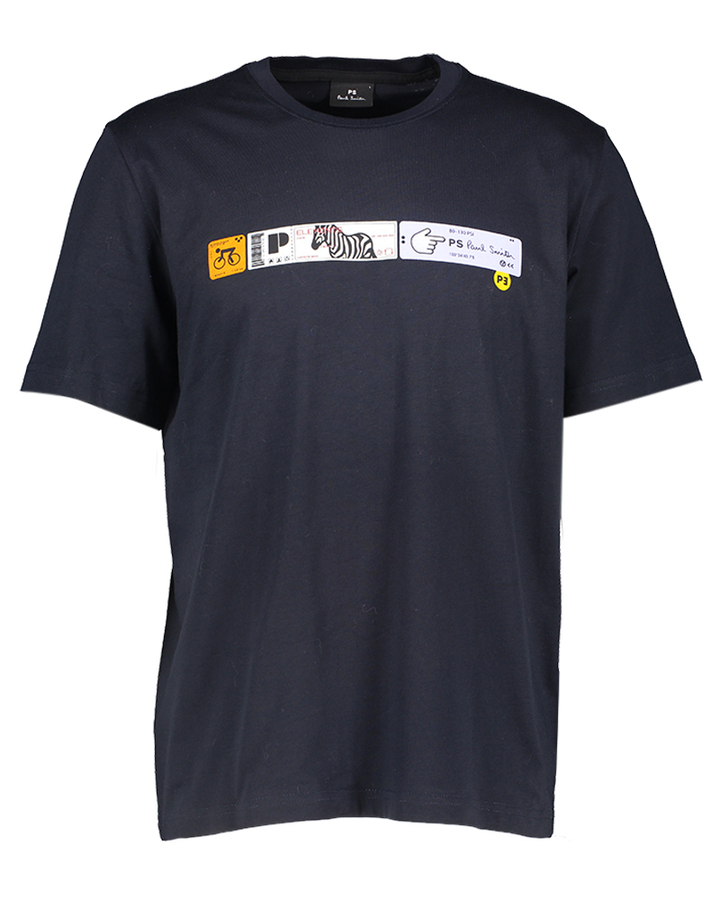 Donkerblauwe t-shirt met opdruk Paul&Smith