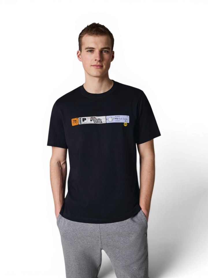 Donkerblauwe t-shirt met opdruk Paul&Smith