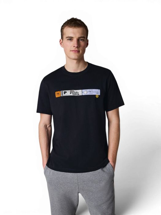 Donkerblauwe t-shirt met opdruk Paul&Smith