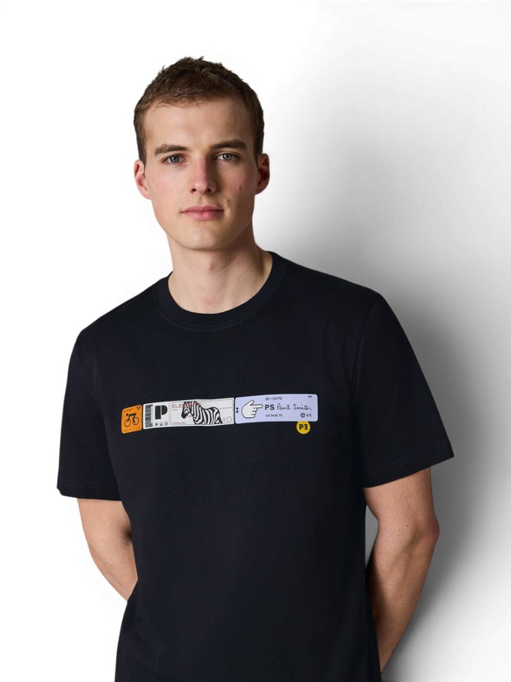 Donkerblauwe t-shirt met opdruk Paul&Smith