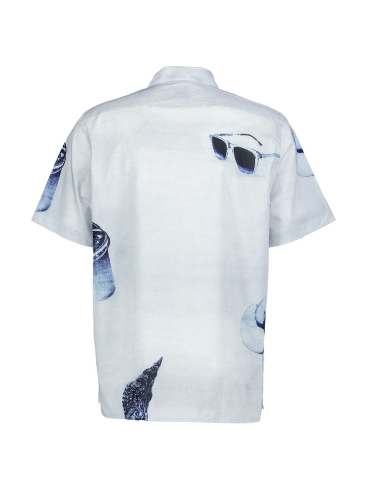 Lichtblauw hemd (regular fit) met print en korte mouwen Paul Smith 