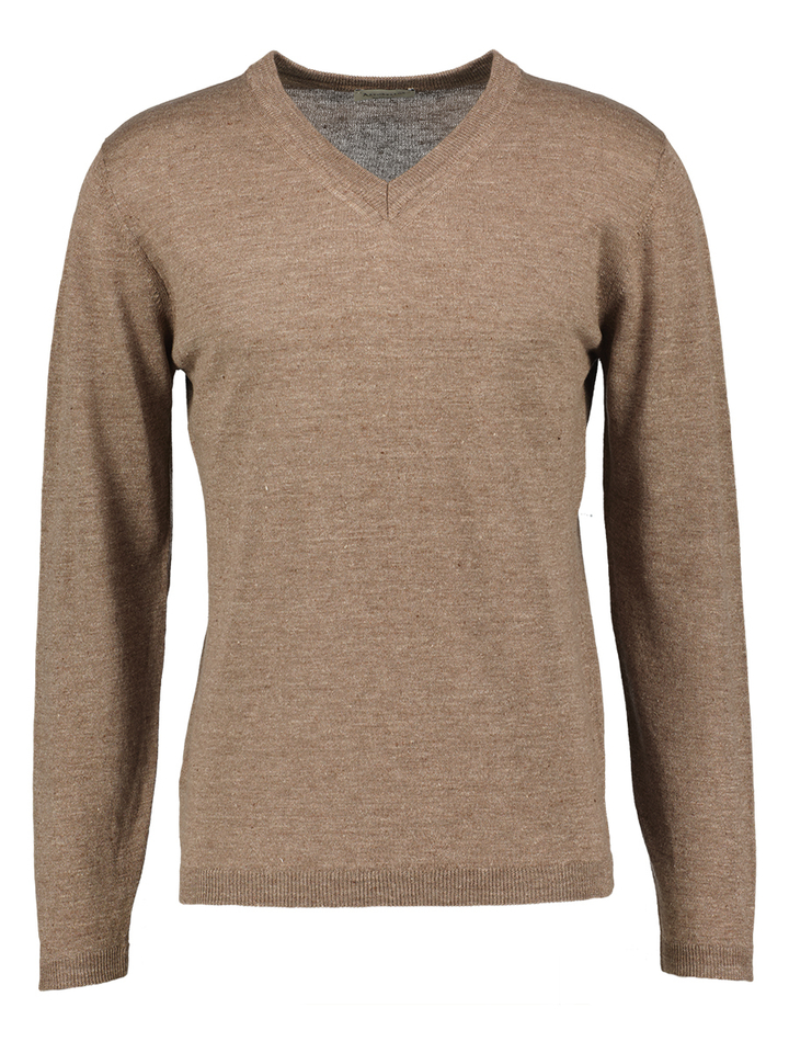 Bruine trui met V-hals Altobello