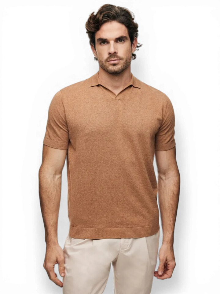 Bruine polo detail aan de kraag Gentiluomo