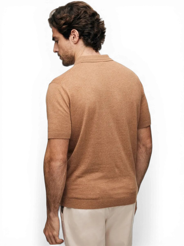 Bruine polo detail aan de kraag Gentiluomo