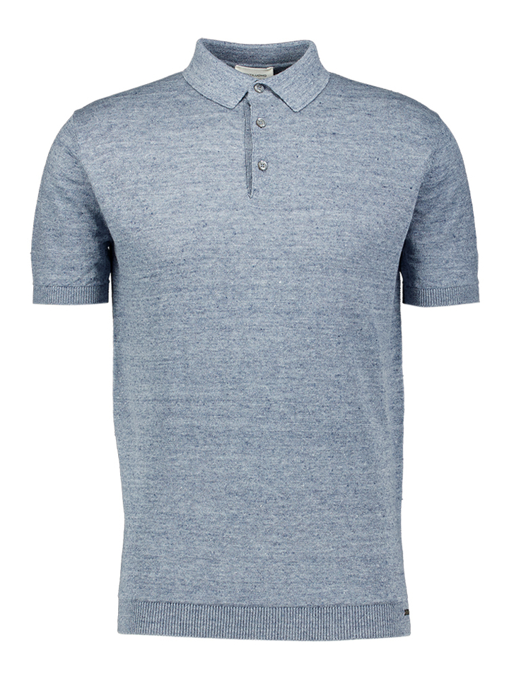 Blauwe linnen polo Gentiluomo