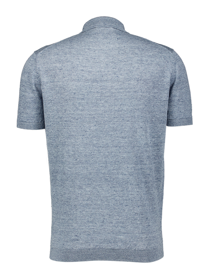 Blauwe linnen polo Gentiluomo