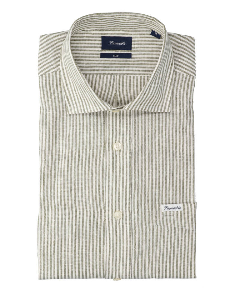 Sea gras linnen hemd (regular fit) met strepen en lange mouwen Faconnable 