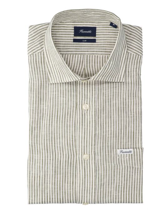 Sea gras linnen hemd (regular fit) met strepen en lange mouwen Faconnable