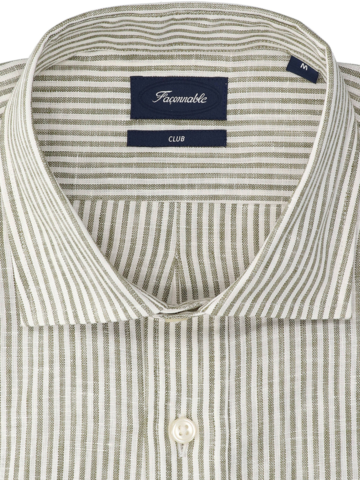 Sea gras linnen hemd (regular fit) met strepen en lange mouwen Faconnable 