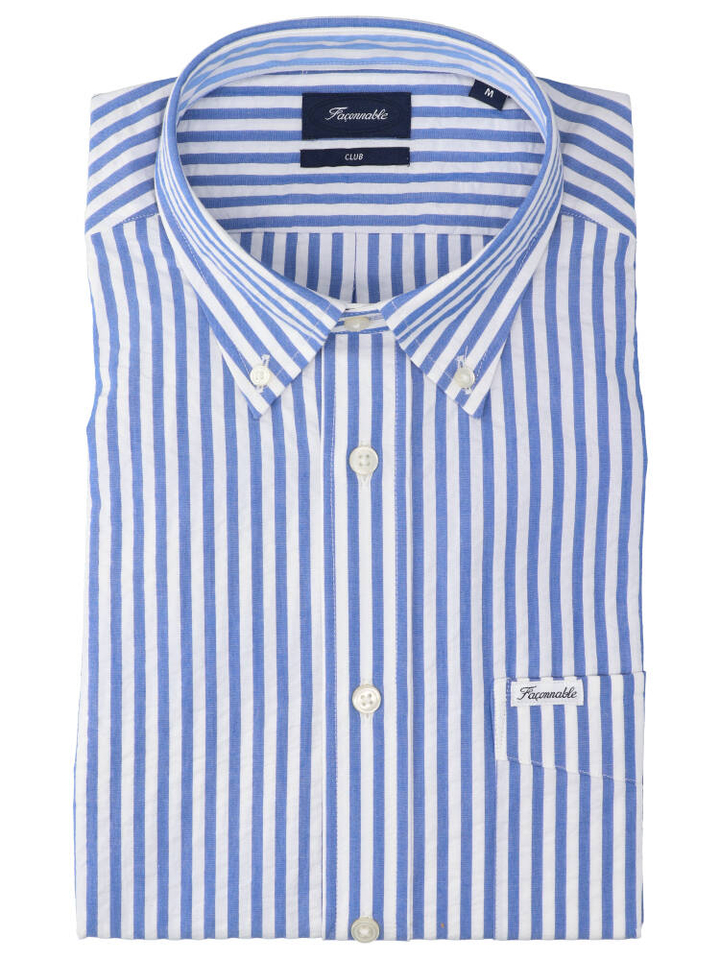 Wit katoenen hemd (regular fit) met blauwe strepen Faconnable