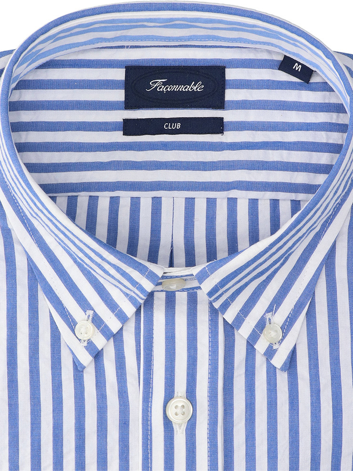Wit katoenen hemd (regular fit) met blauwe strepen Faconnable