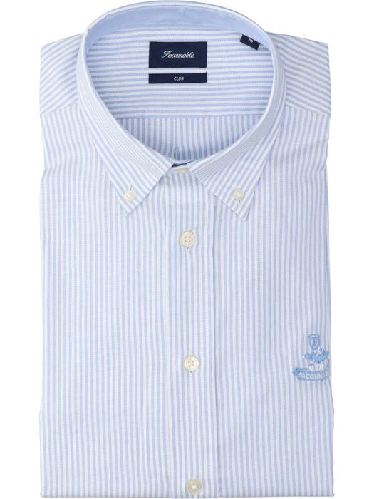 Wit linnen hemd (regular fit) met strepen en lange mouwen Faconnable