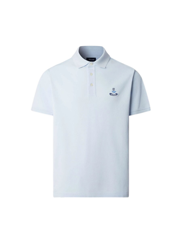 Licht blauwe katoenen polo Faconnable