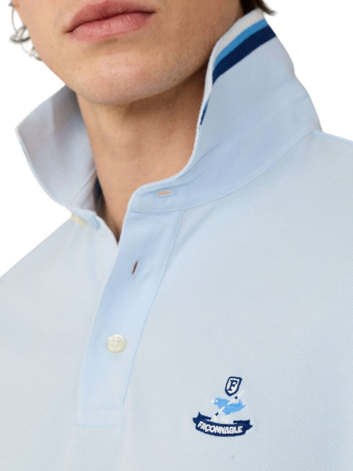 Licht blauwe katoenen polo Faconnable
