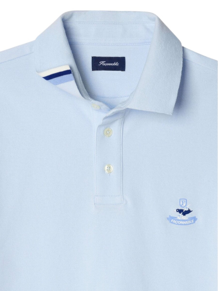 Licht blauwe katoenen polo Faconnable