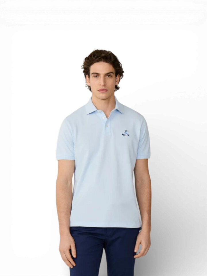 Licht blauwe katoenen polo Faconnable