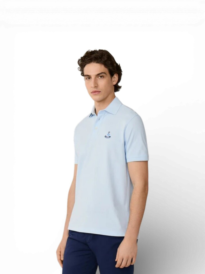 Licht blauwe katoenen polo Faconnable