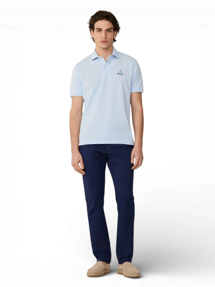Licht blauwe katoenen polo Faconnable
