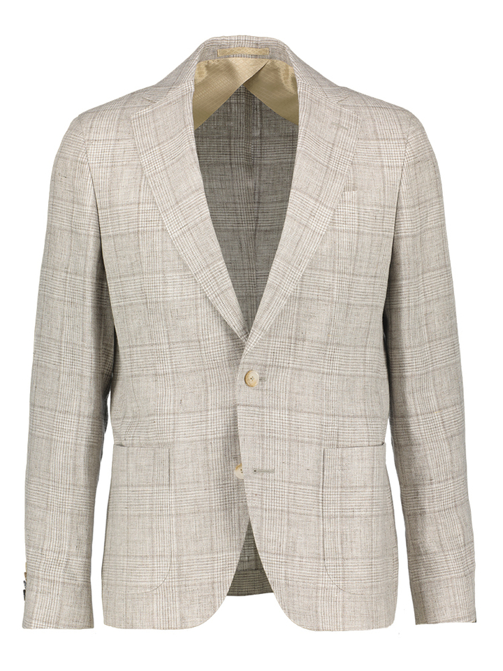 Beige kostuumblazer met ruitmotief Sand 