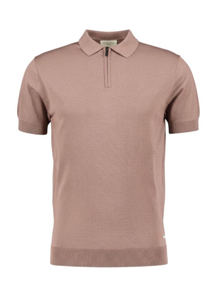 Donker vieuw roze polo met korte rits Seven Dials 
