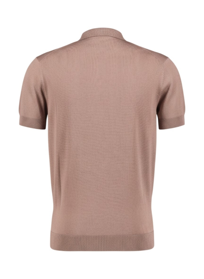 Donker vieuw roze polo met korte rits Seven Dials 