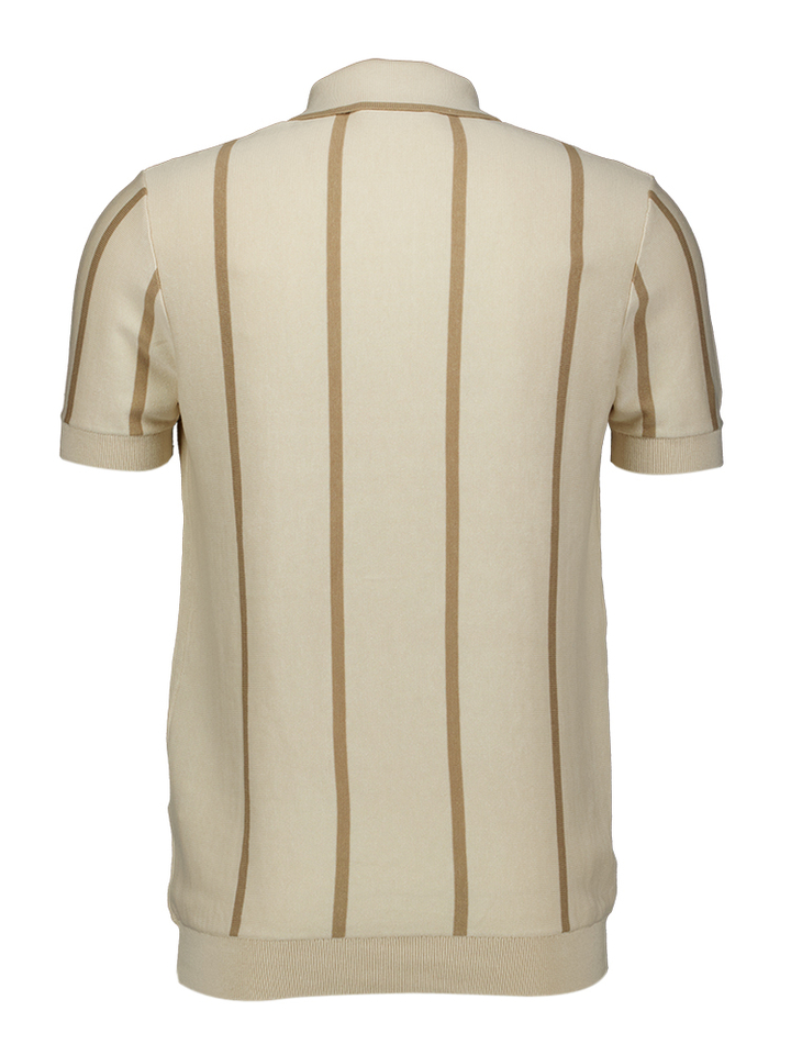 Beige polo korte mouw met streep detail Rayan Seven Dials 