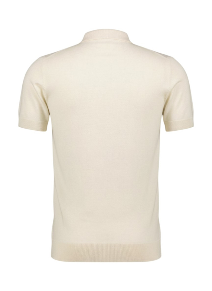 Beige gestreepte polo met korte rits Fry Seven Dials 