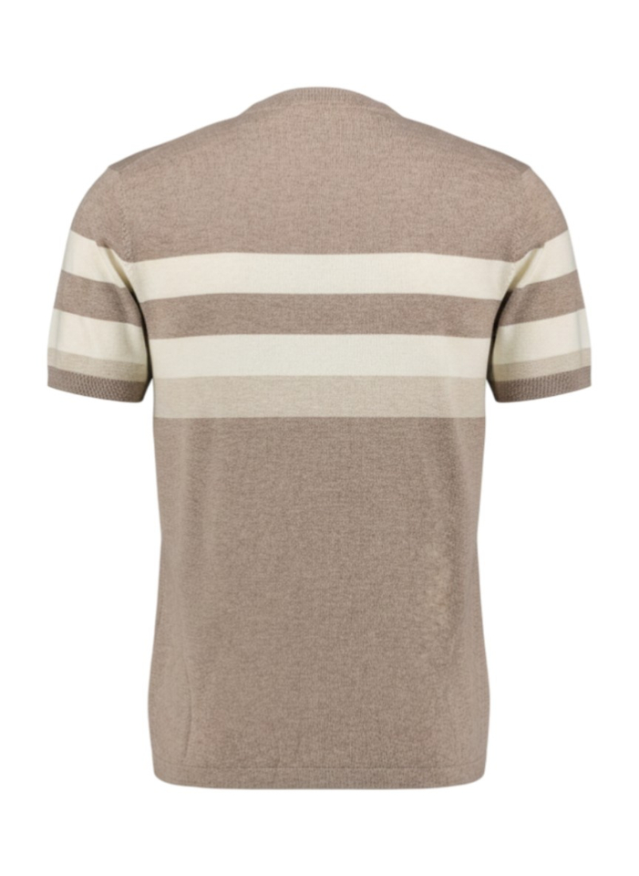 Bruine trui met ecru strepen en korte mouwen Ledger Seven Dials 