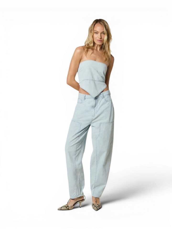 Blauwe fijne bleached broek in jeanslook Homage   