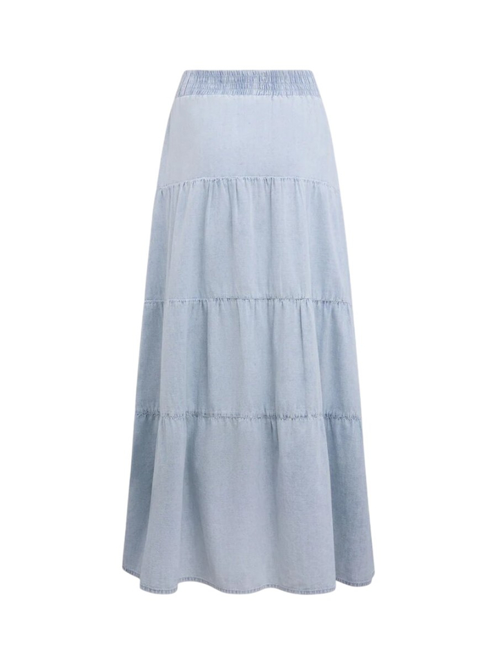 Blauwe lange rok in jeanslook met elastiek Homage 