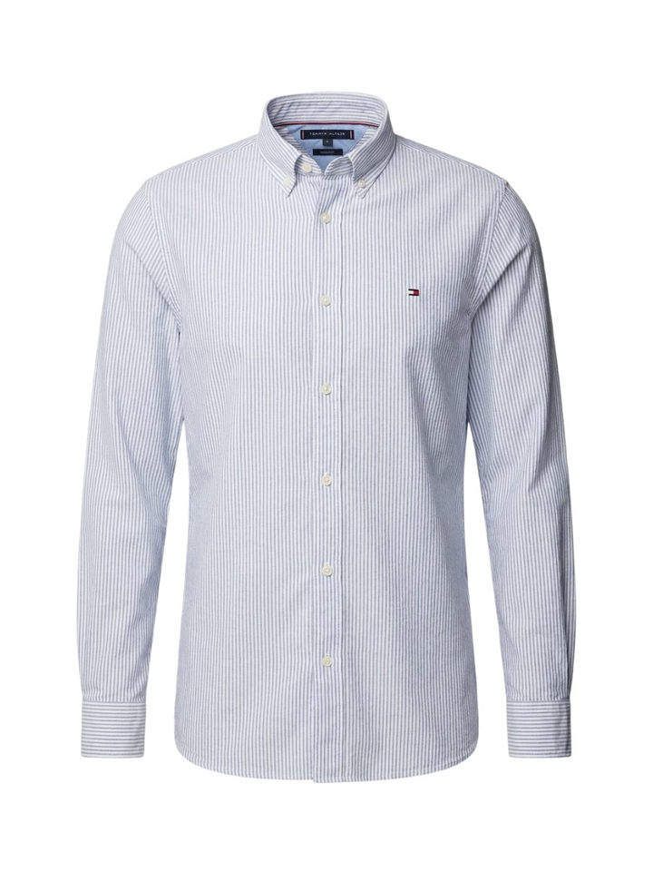Wit katoenen hemd (regular fit) met strepen en lange mouwen Tommy Hilfiger