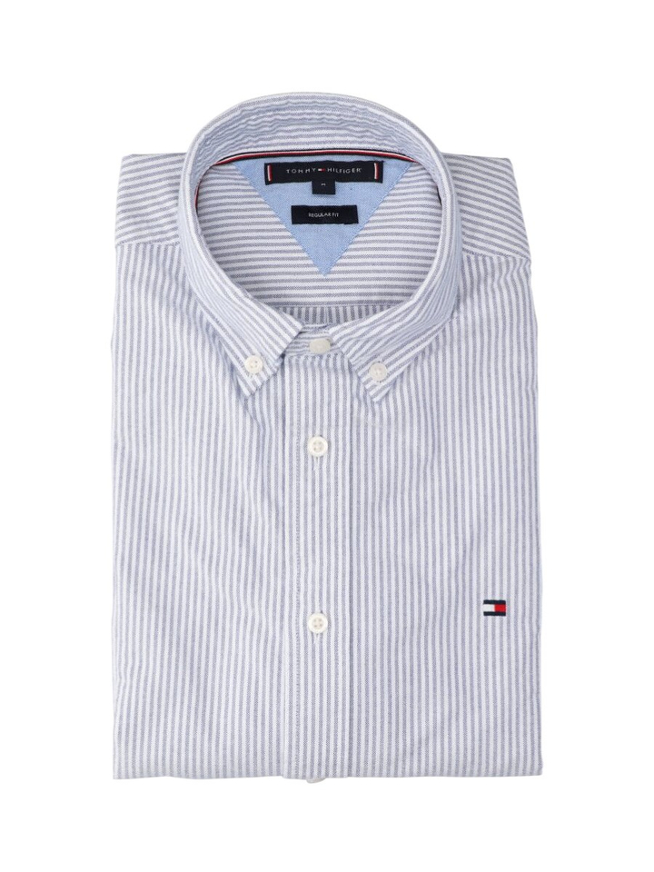 Wit katoenen hemd (regular fit) met strepen en lange mouwen Tommy Hilfiger