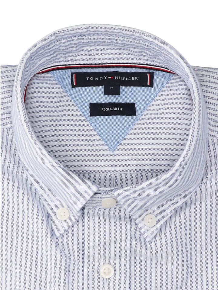 Wit katoenen hemd (regular fit) met strepen en lange mouwen Tommy Hilfiger