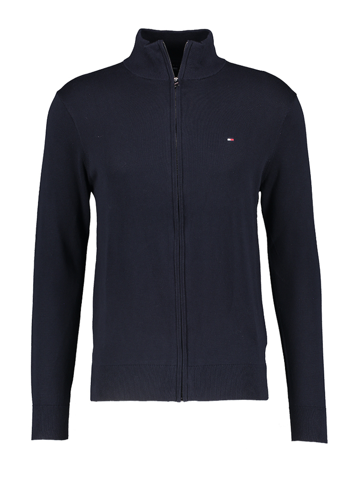 Zwarte blauwe cardigan met rits Tommy Hilfiger