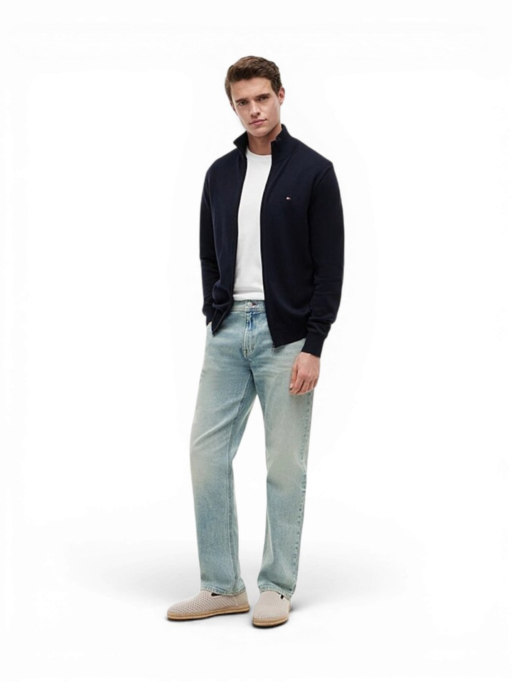 Zwarte blauwe cardigan met rits Tommy Hilfiger