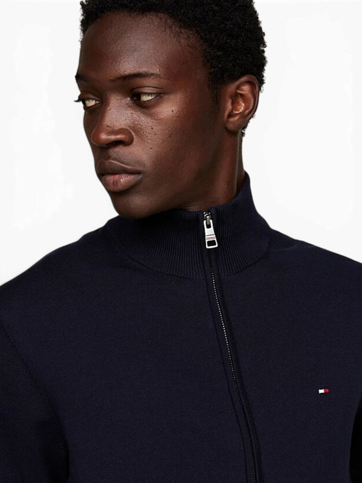 Zwarte blauwe cardigan met rits Tommy Hilfiger