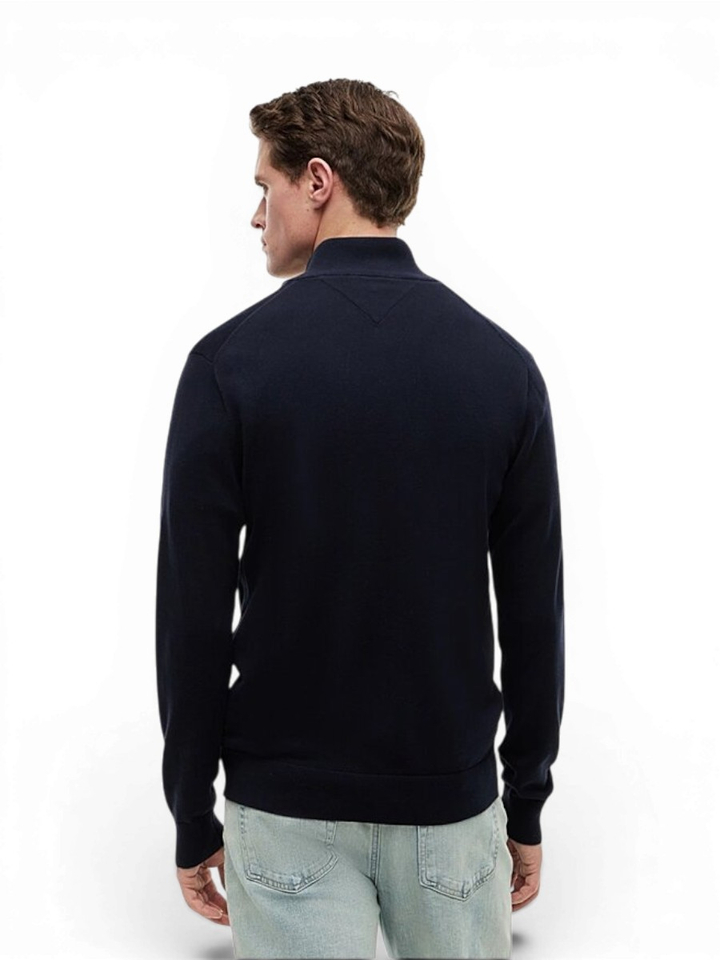 Zwarte blauwe cardigan met rits Tommy Hilfiger